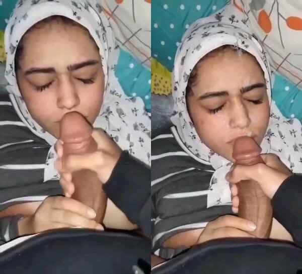 Super cute muslim hijabi babe nxxn mouth fuck cum out